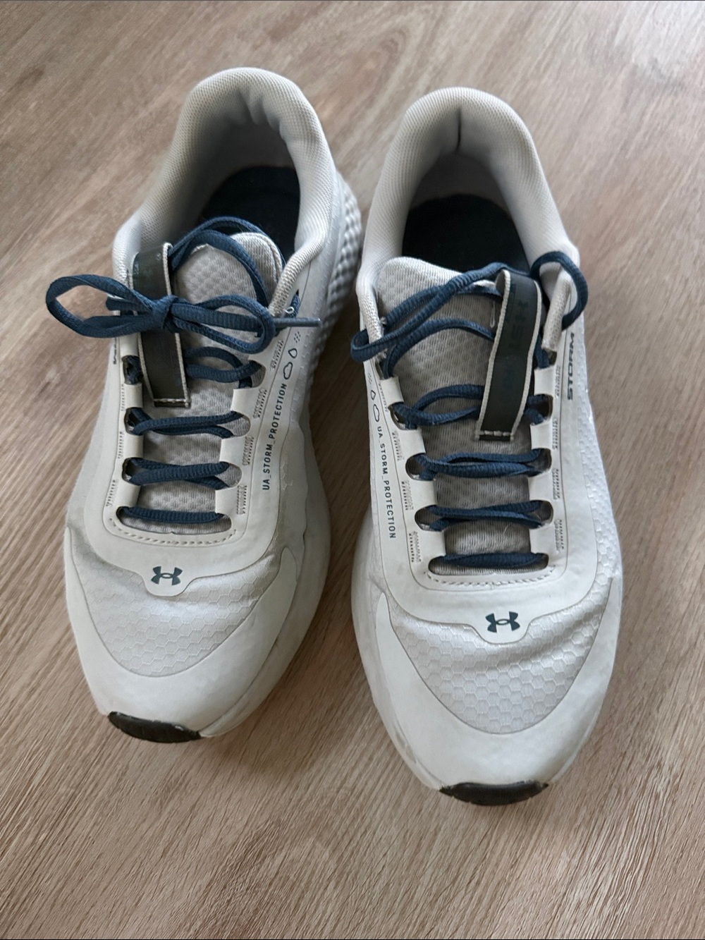 Under Armour Men’s White and Navy Athletic Running Shoes